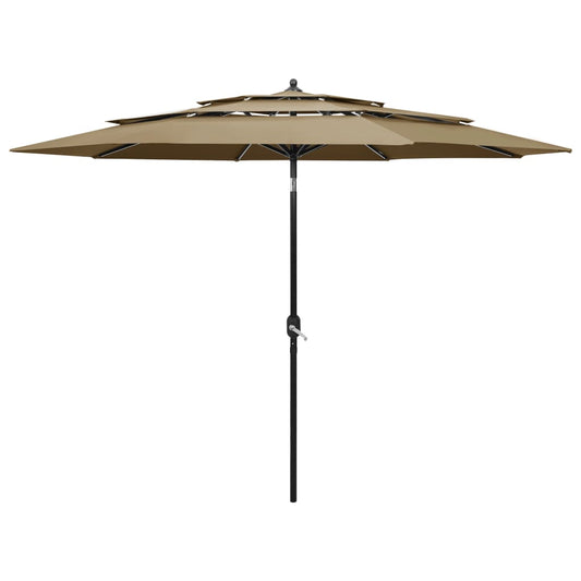 Berkfield 3-Tier Parasol with Aluminium Pole Taupe 3 m