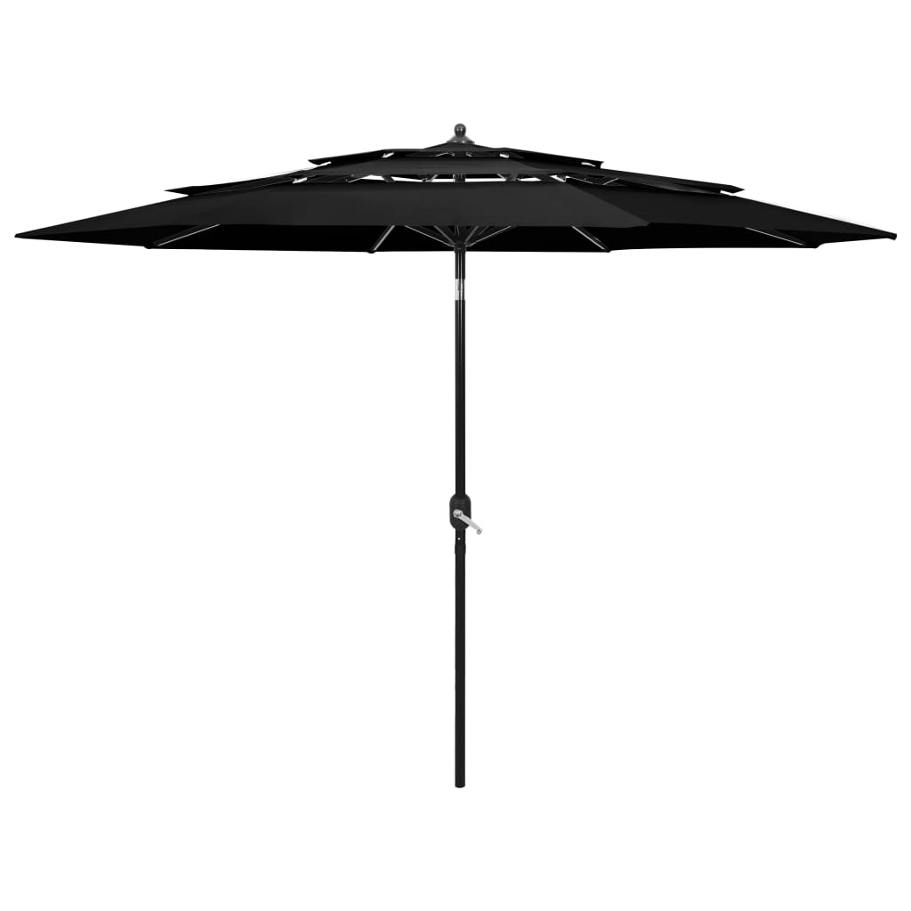 Berkfield 3-Tier Parasol with Aluminium Pole Black 3 m
