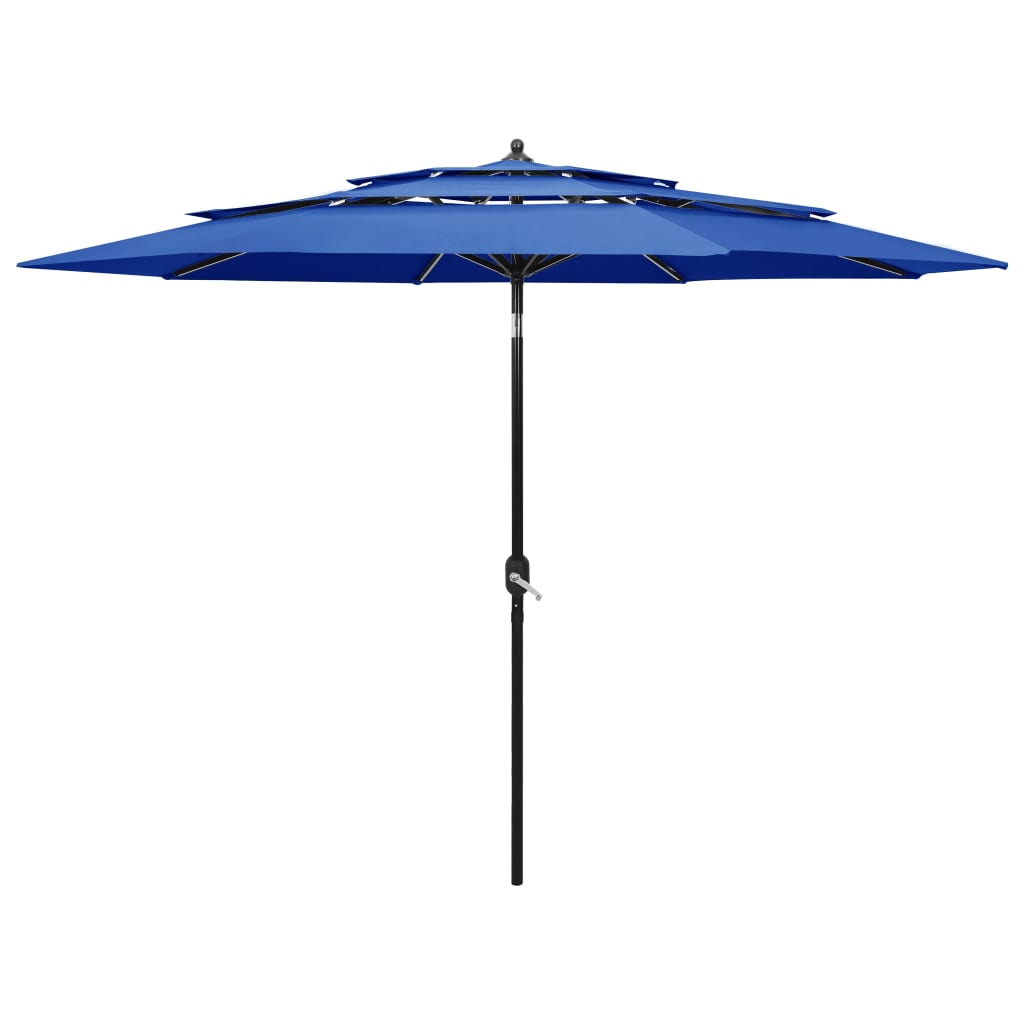 Berkfield 3-Tier Parasol with Aluminium Pole Azure Blue 3 m