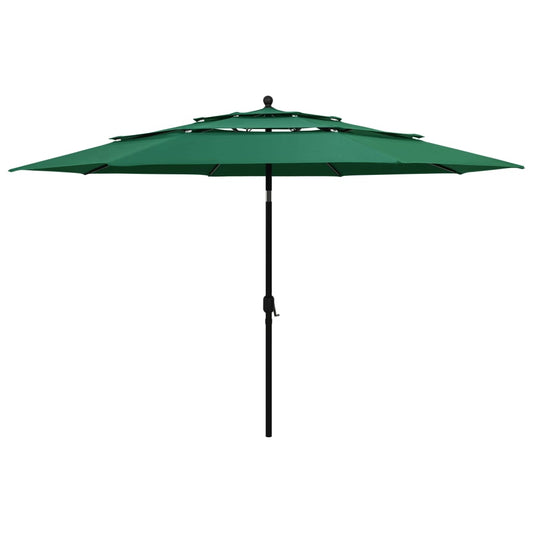 Berkfield 3-Tier Parasol with Aluminium Pole Green 3.5 m