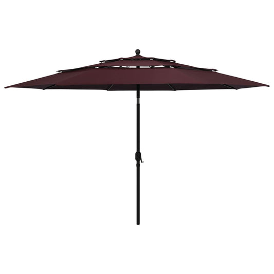 Berkfield 3-Tier Parasol with Aluminium Pole Bordeaux Red 3.5 m