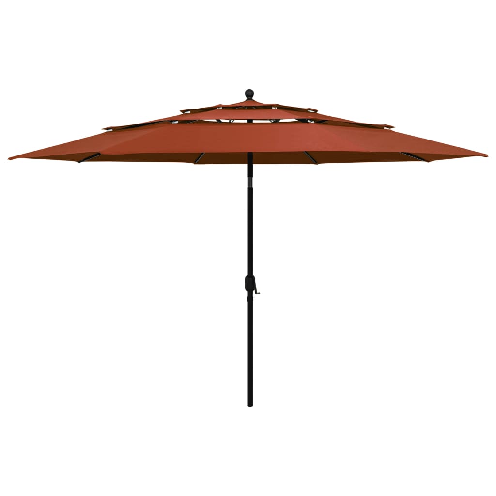 Berkfield 3-Tier Parasol with Aluminium Pole Terracotta 3.5 m