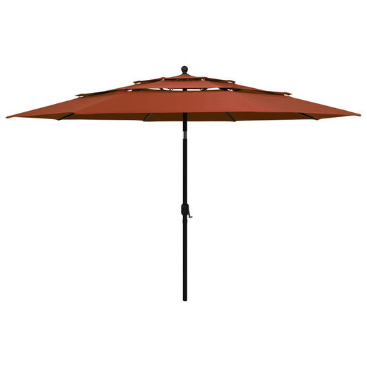 Berkfield 3-Tier Parasol with Aluminium Pole Terracotta 3.5 m
