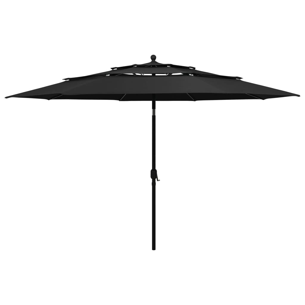 Berkfield 3-Tier Parasol with Aluminium Pole Black 3.5 m
