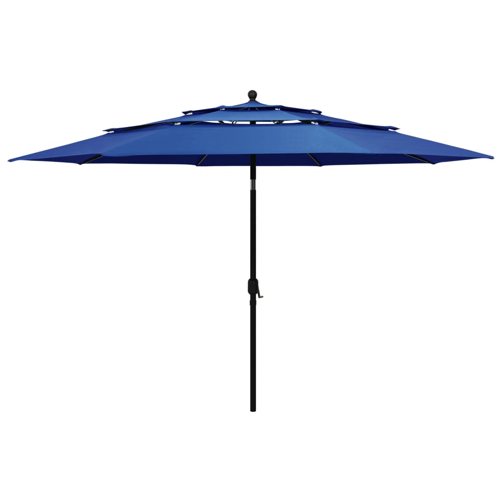 Berkfield 3-Tier Parasol with Aluminium Pole Azure Blue 3.5 m