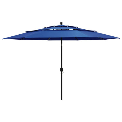 Berkfield 3-Tier Parasol with Aluminium Pole Azure Blue 3.5 m