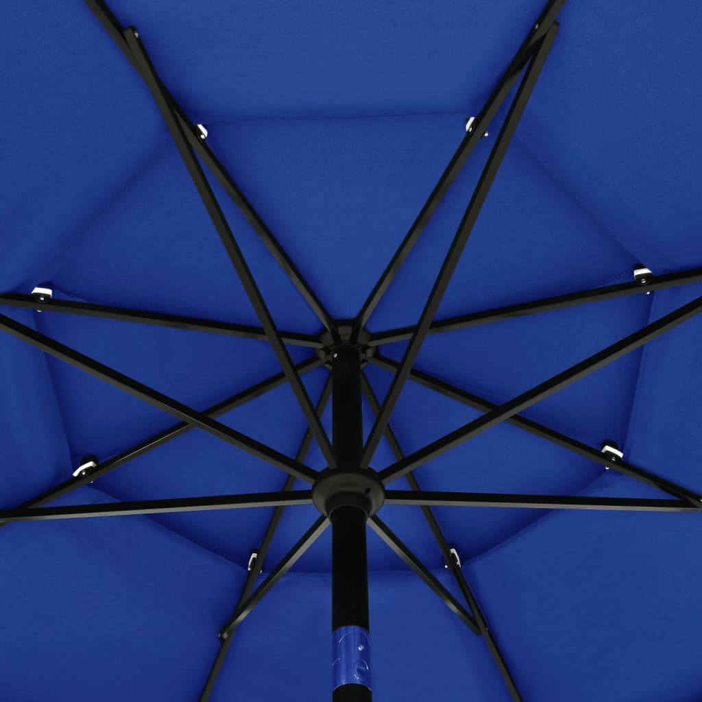 Berkfield 3-Tier Parasol with Aluminium Pole Azure Blue 3.5 m