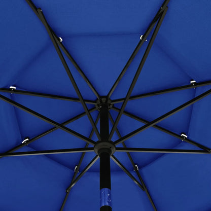 Berkfield 3-Tier Parasol with Aluminium Pole Azure Blue 3.5 m