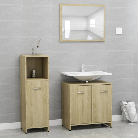 Berkfield 3 Piece Bathroom Furniture Set Sonoma Oak Engineered Wood