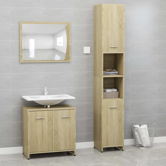 Berkfield 3 Piece Bathroom Furniture Set Sonoma Oak Engineered Wood