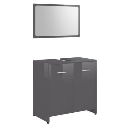 Berkfield 3 Piece Bathroom Furniture Set High Gloss Grey Engineered Wood