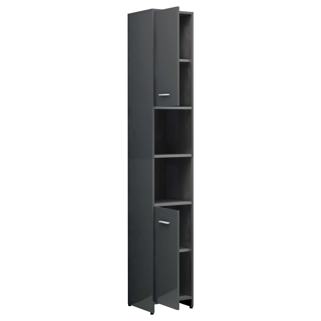 Berkfield 3 Piece Bathroom Furniture Set High Gloss Grey Engineered Wood