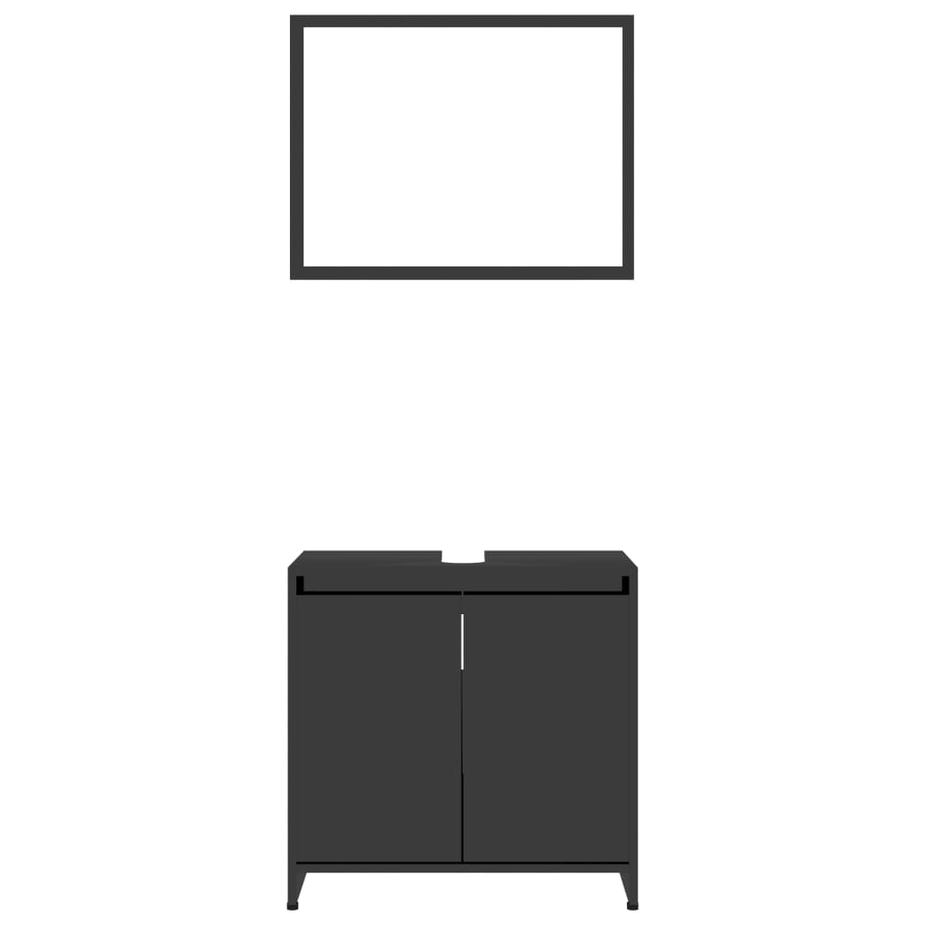Berkfield 3 Piece Bathroom Furniture Set High Gloss Black Engineered Wood