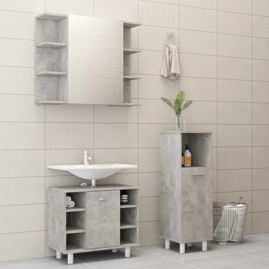 Berkfield 3 Piece Bathroom Furniture Set Concrete Grey Engineered Wood