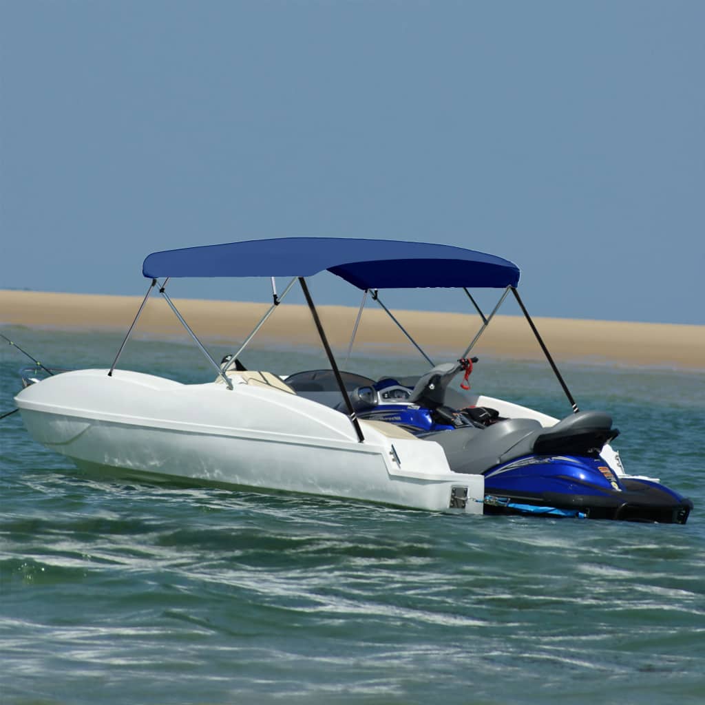Berkfield 4 Bow Bimini Top Navy Blue 243x(230-244)x137 cm