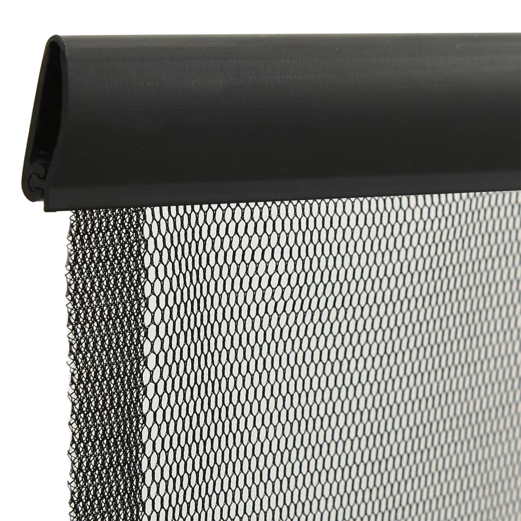 Berkfield Insect Door Screen with 10-Piece Mesh Curtain Black 240x240 cm