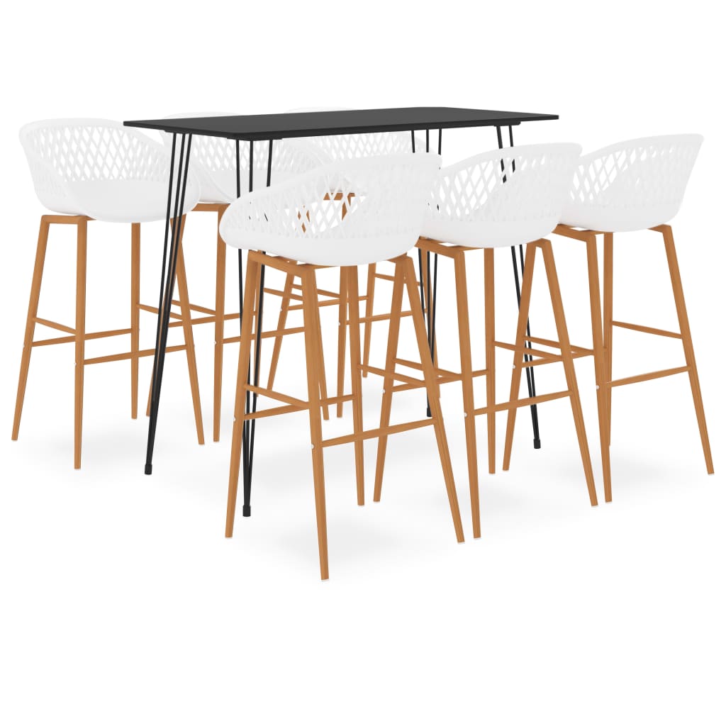 Berkfield 7 Piece Bar Set Black and White