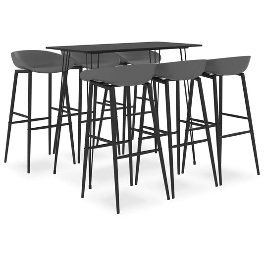 Berkfield 7 Piece Bar Set Black and Grey