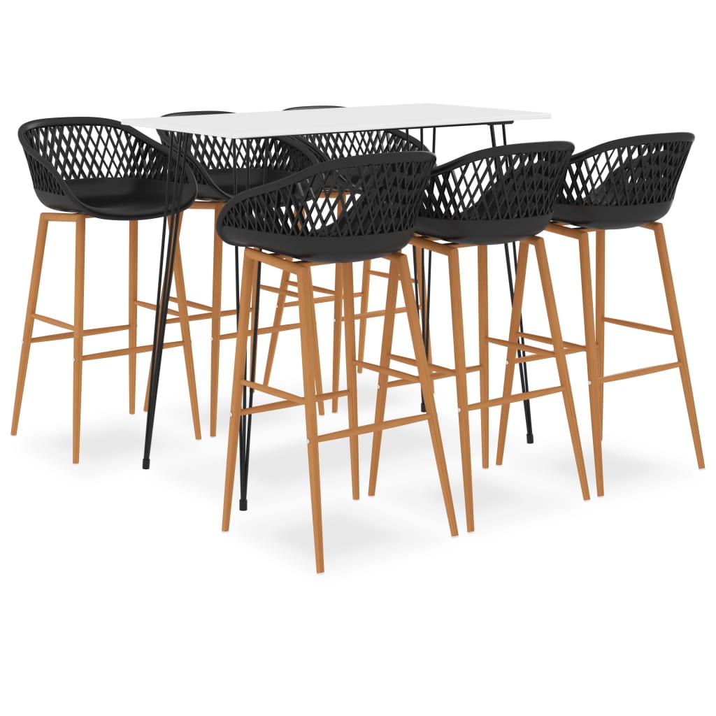 Berkfield 7 Piece Bar Set White and Black