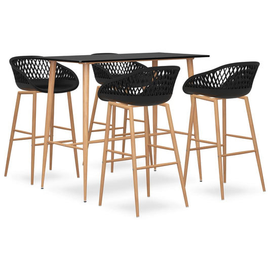 Berkfield 5 Piece Bar Set Black