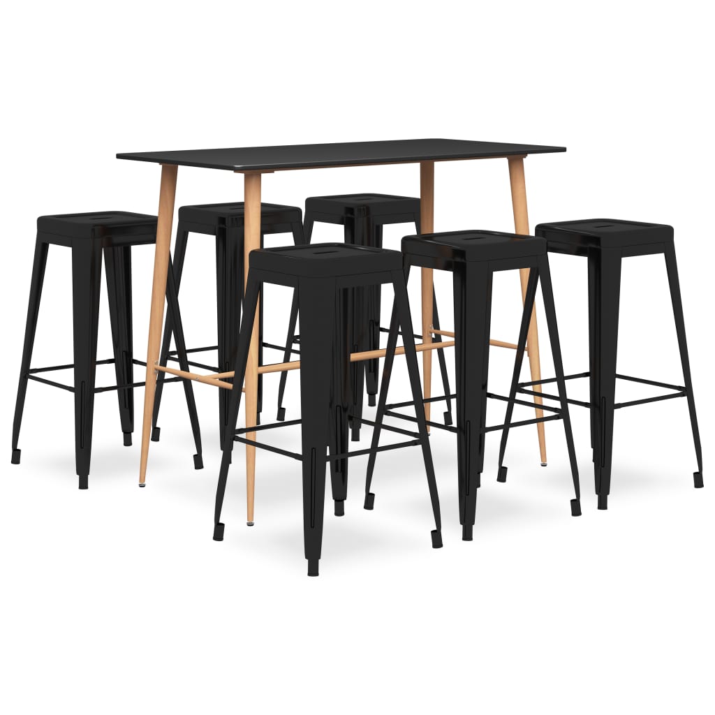 Berkfield 7 Piece Bar Set Black