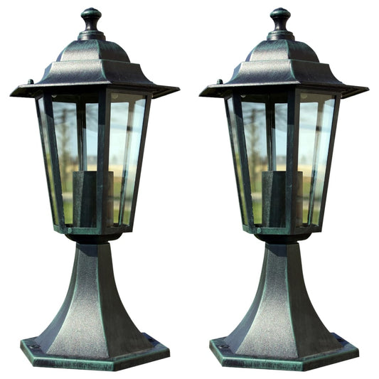 Berkfield Garden Lights 2 pcs Dark Green/Black Aluminium