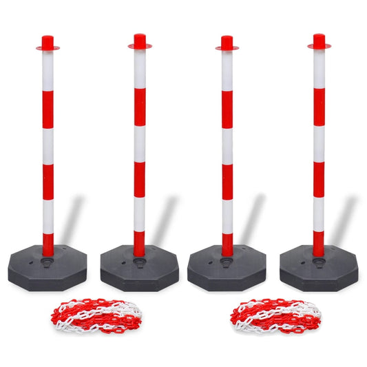 Berkfield Set of 4 Chain Posts and 2 Plastic Chians of 10 m Each