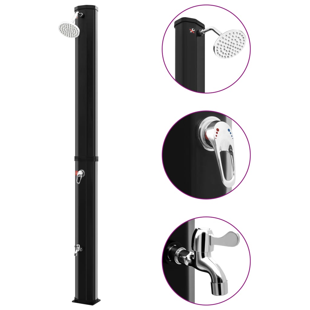 Berkfield Outdoor Solar Shower with Shower Head and Faucet 35 L Black