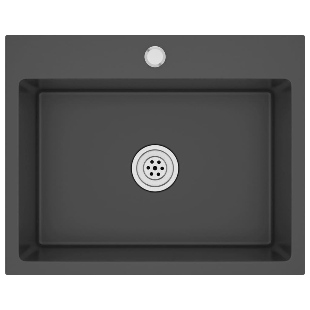 Berkfield Handmade Kitchen Sink Black Stainless Steel