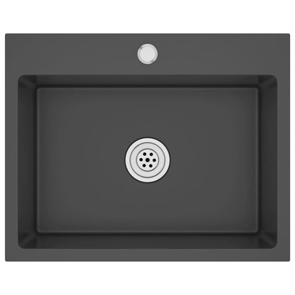 Berkfield Handmade Kitchen Sink Black Stainless Steel
