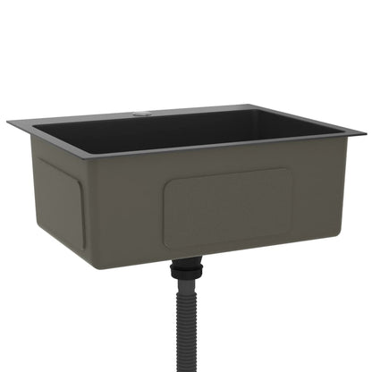 Berkfield Handmade Kitchen Sink Black Stainless Steel
