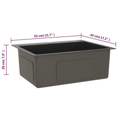 Berkfield Handmade Kitchen Sink Black Stainless Steel