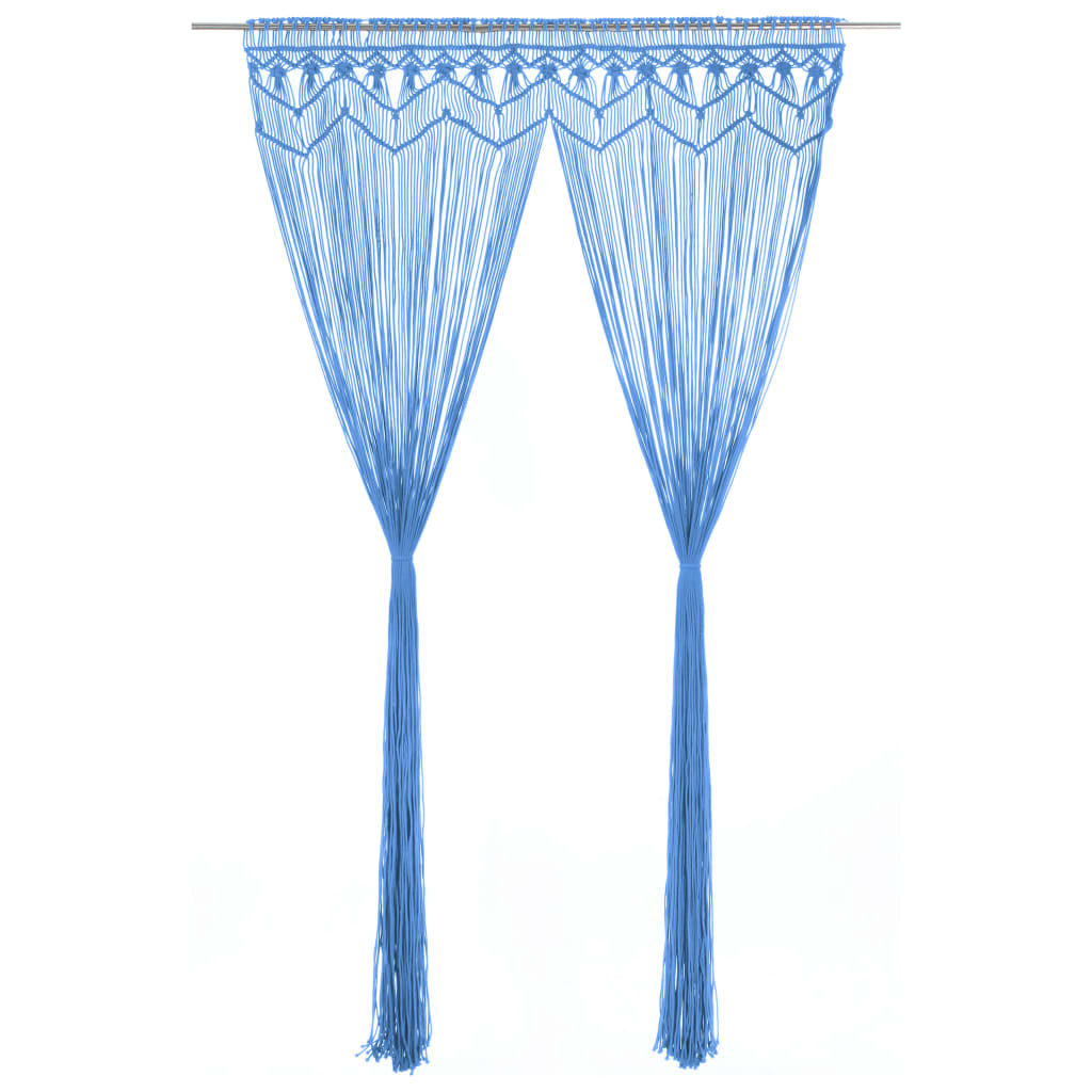 Berkfield Macrame Curtain Blue 140x240 cm Cotton