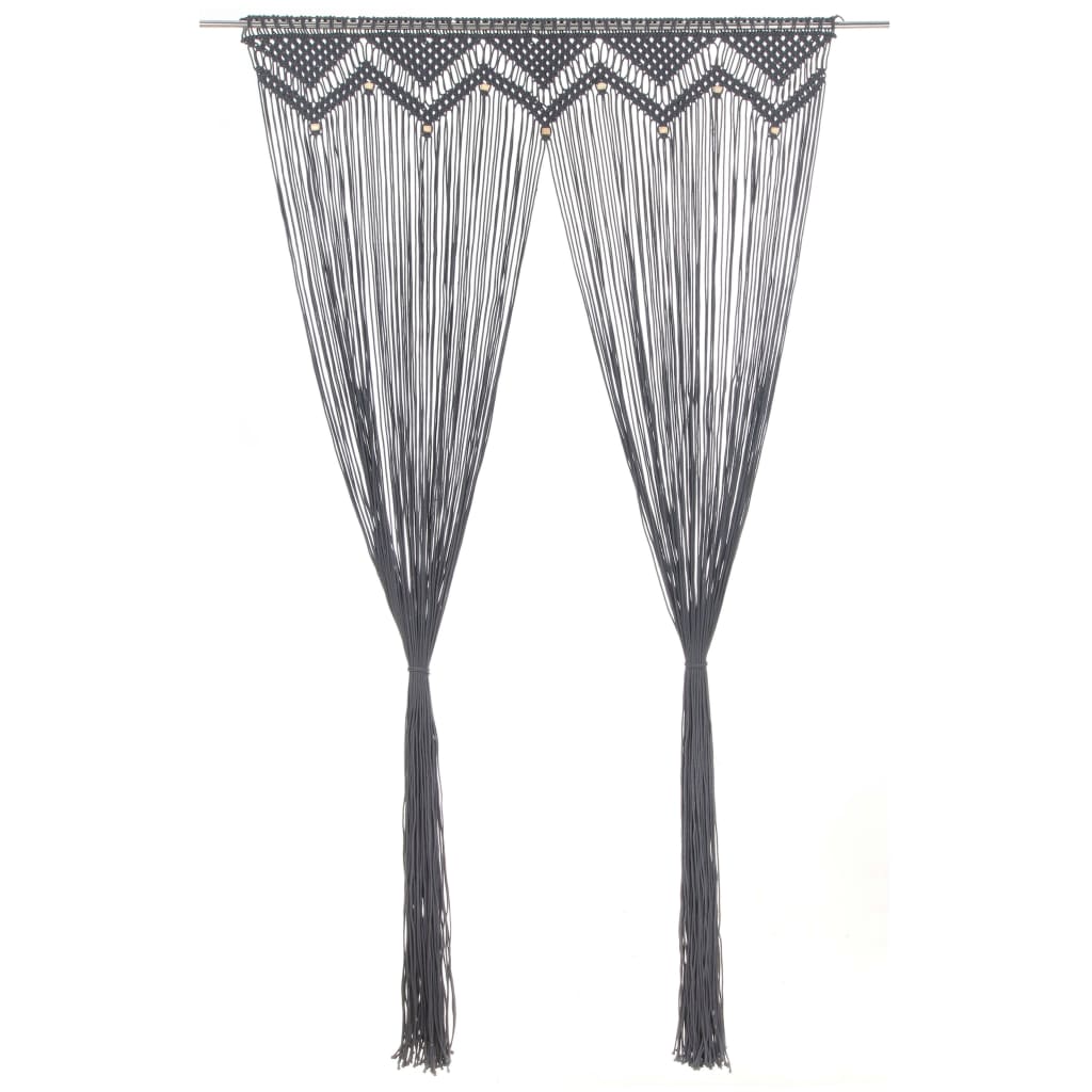 Berkfield Macrame Curtain Anthracite 140x240 cm Cotton