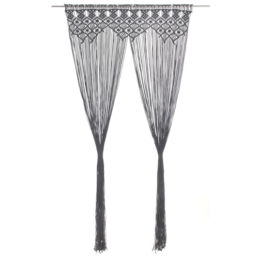 Berkfield Macrame Curtain Anthracite 140x240 cm Cotton