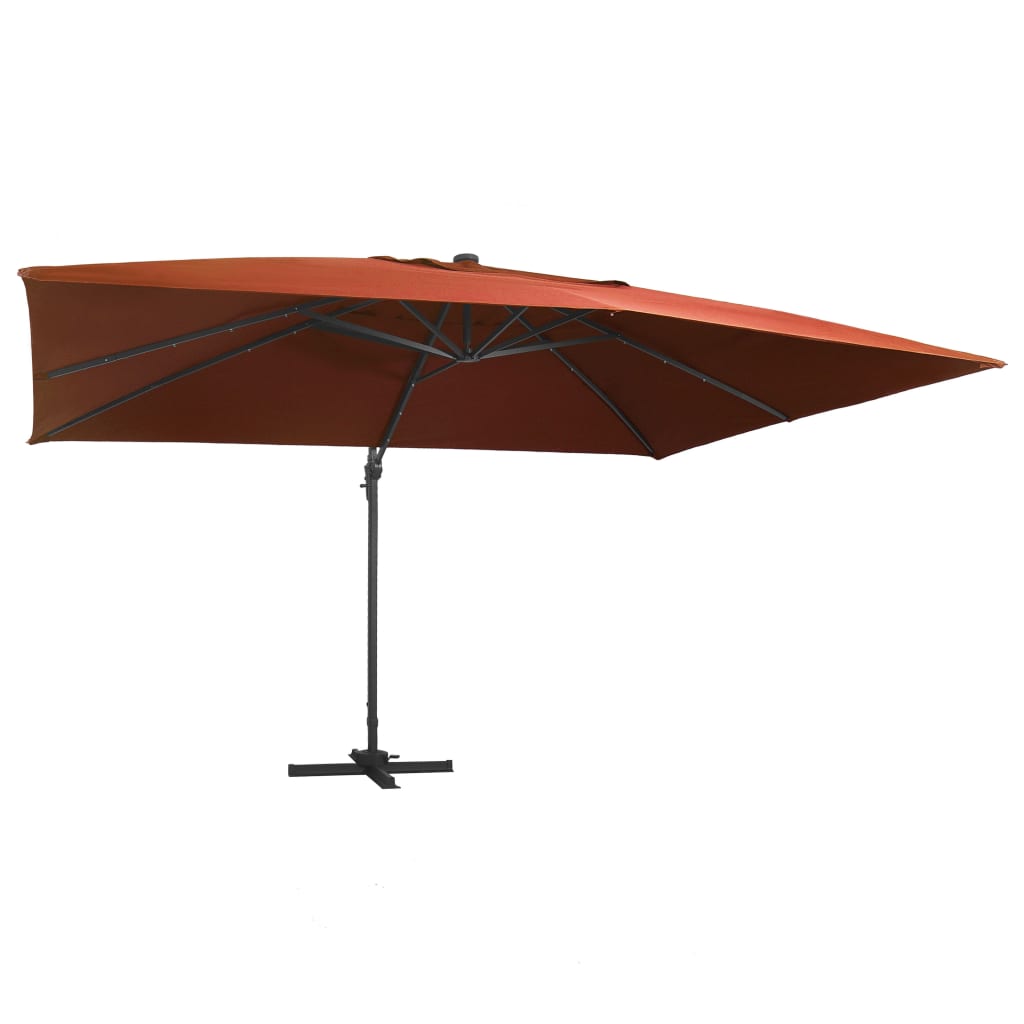 Berkfield Cantilever Umbrella with LED Lights Terracotta 400x300 cm