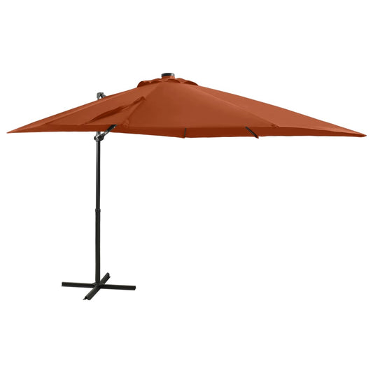 Berkfield Cantilever Umbrella with Pole and LED Lights Terracotta 250 cm