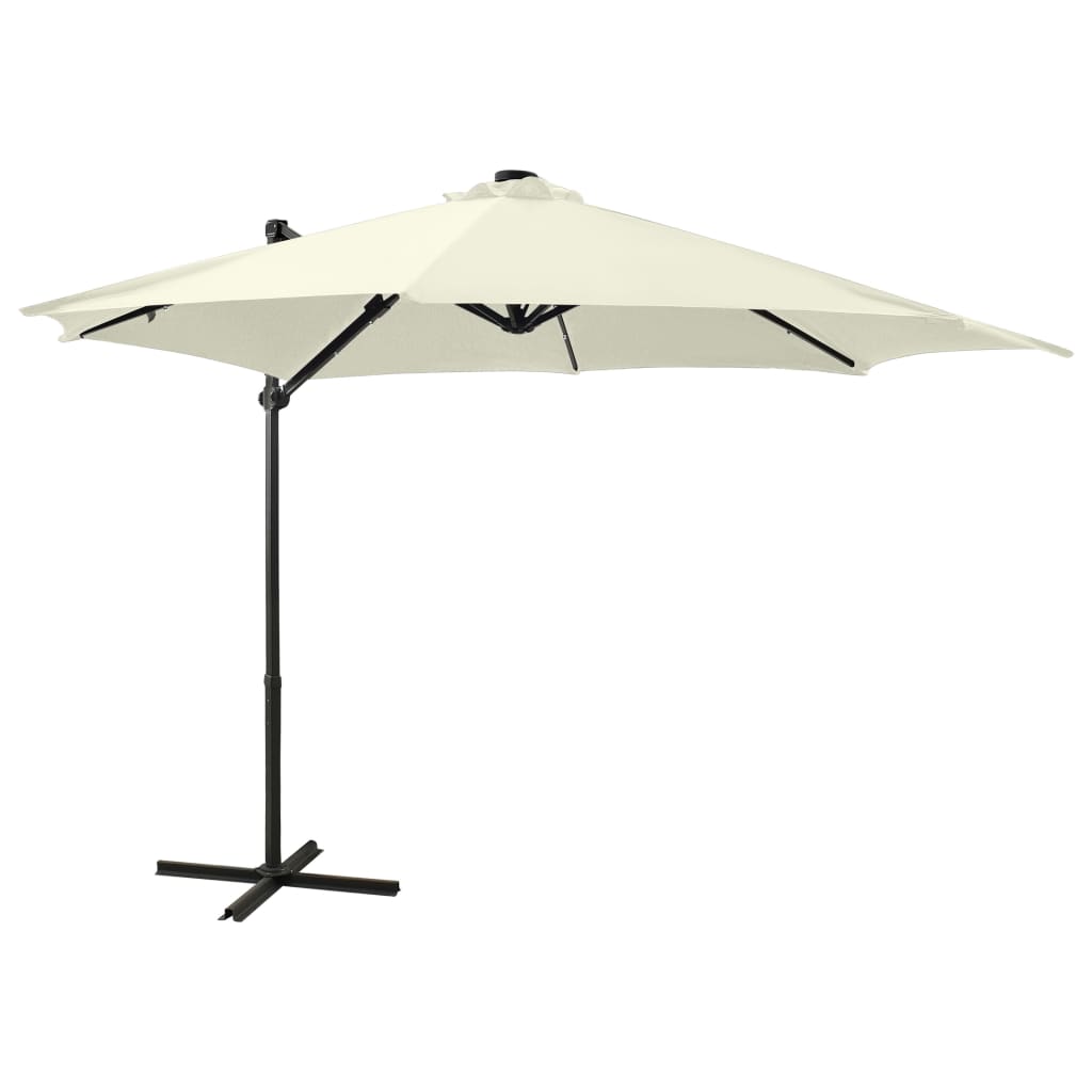 Berkfield Cantilever Umbrella with Pole and LED Lights Sand 300 cm