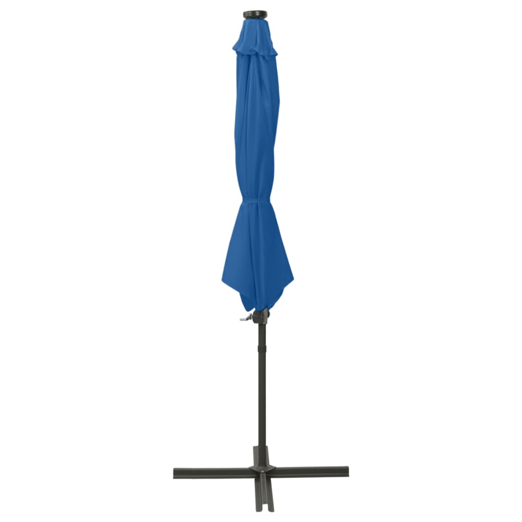 Berkfield Cantilever Umbrella with Pole and LED Lights Azure Blue 300 cm