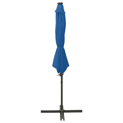 Berkfield Cantilever Umbrella with Pole and LED Lights Azure Blue 300 cm