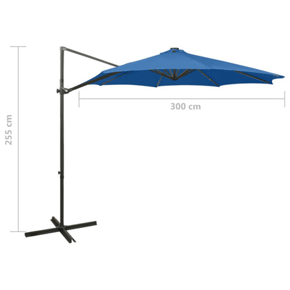 Berkfield Cantilever Umbrella with Pole and LED Lights Azure Blue 300 cm