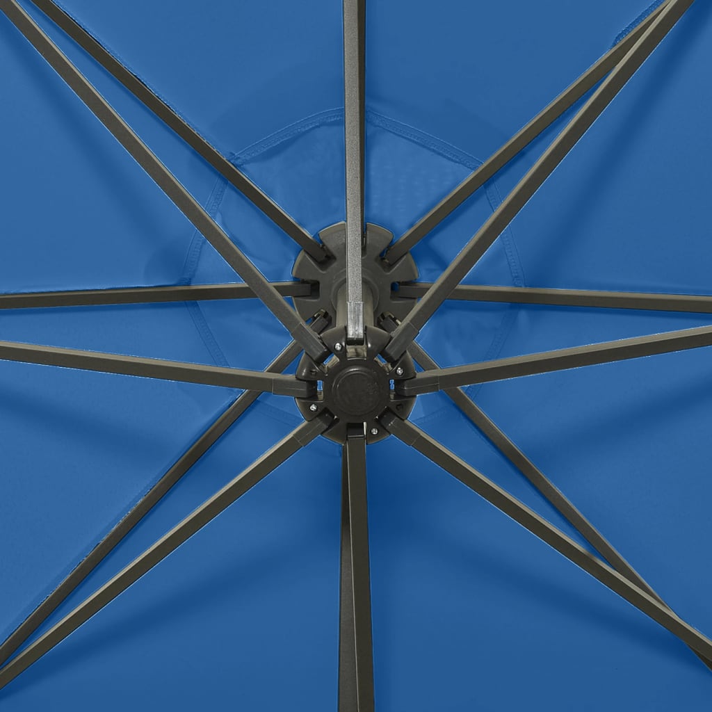 Berkfield Cantilever Umbrella with Pole and LED Lights Azure Blue 300 cm
