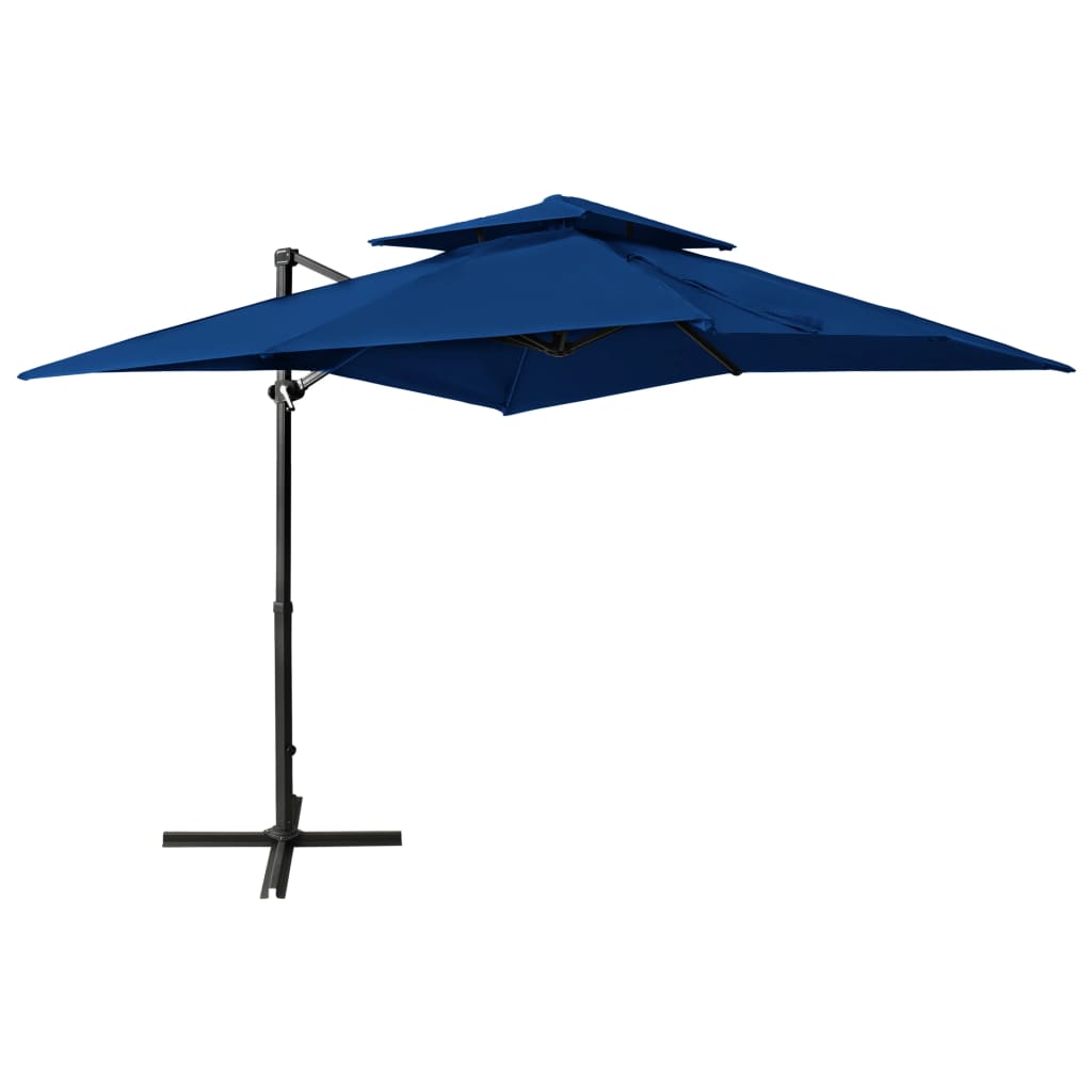 Berkfield Cantilever Umbrella with Double Top 250x250 cm Azure Blue