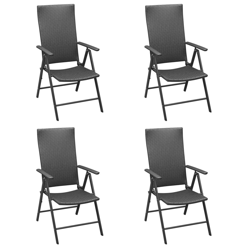 Berkfield Garden Chairs 4 pcs Poly Rattan Black