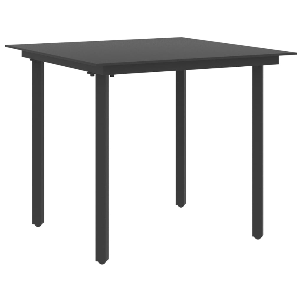 Berkfield Garden Dining Table Black 80x80x74 cm Steel and Glass