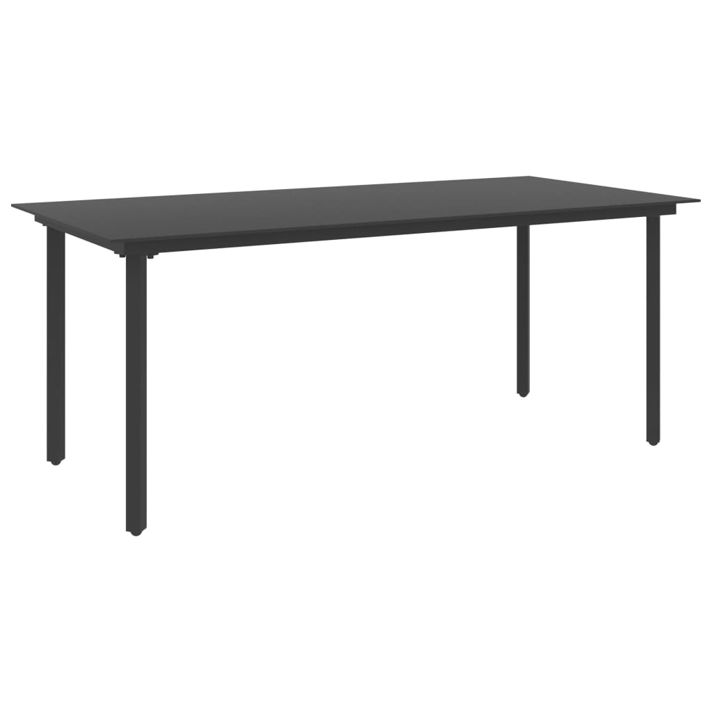 Berkfield Garden Dining Table Black 190x90x74 cm Steel and Glass