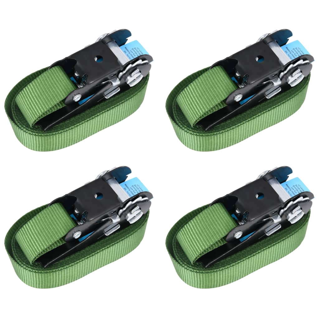 Berkfield Ratchet Tie Down Straps 4 pcs 800 daN 6 m Green
