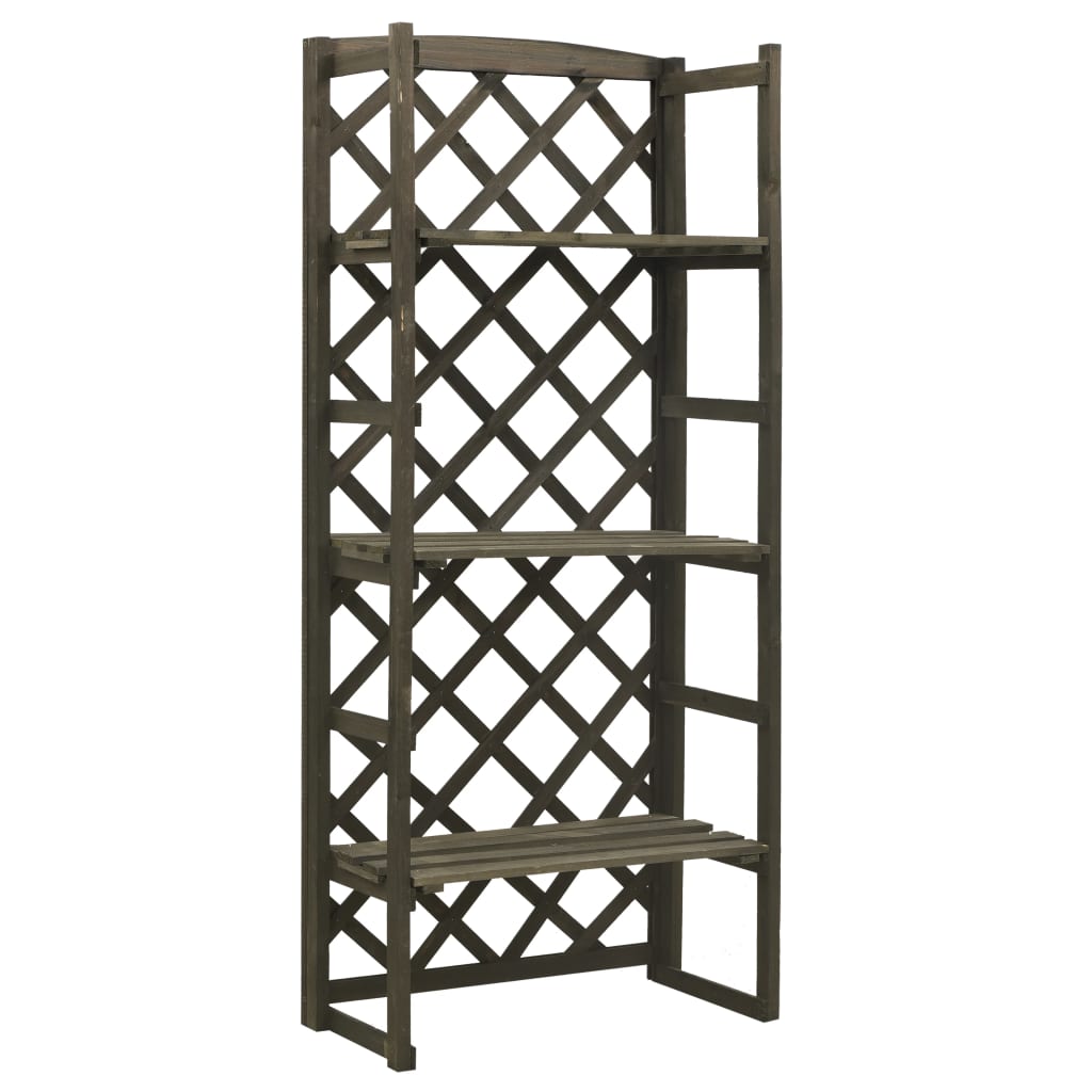 Berkfield Garden Trellis Planter with Shelves Grey 60x30x140 cm Solid Firwood