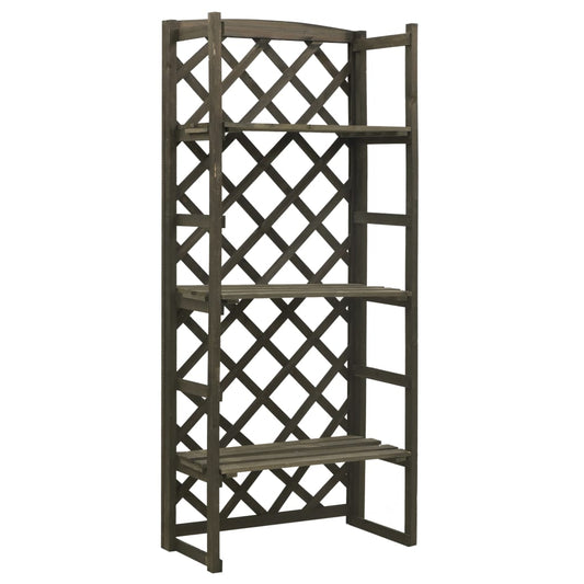 Berkfield Garden Trellis Planter with Shelves Grey 60x30x140 cm Solid Firwood