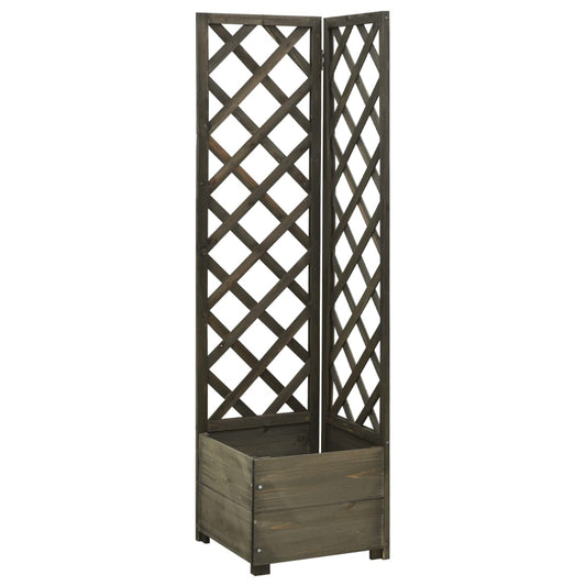 Berkfield Corner Trellis Planter Grey 40x40x150 cm Solid Firwood